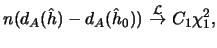 $\displaystyle n ( d_A (\hat h) - d_A (\hat h_0))
\ {\buildrel {\cal L}\over \to } \ C_1 \chi^2_1,$