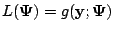$ L(\mathbf{\Psi}) = g(\mathbf{y}; \mathbf{\Psi})$