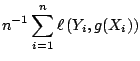 $\displaystyle n^{-1} \sum_{i=1}^n \ell\left(Y_i,g(X_i)\right)$