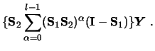 $\displaystyle \{ {\mathbf{S}}_2 \sum_{\alpha=0}^{l-1} ({\mathbf{S}}_1{\mathbf{S}}_2)^\alpha({\mathbf{I}}-{\mathbf{S}}_1) \}
{\boldsymbol{Y}}\ .$
