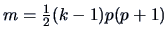 $m=\frac{1}{2}(k-1)p(p+1)$