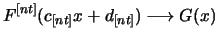 $\displaystyle F^ {[nt]} ( c_{[nt]} x + d_{[nt]} )
\longrightarrow G(x) \,$