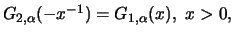 $ G_{2,\alpha} (- x^{-1})
= G_{1,\alpha} (x),\ x > 0,$